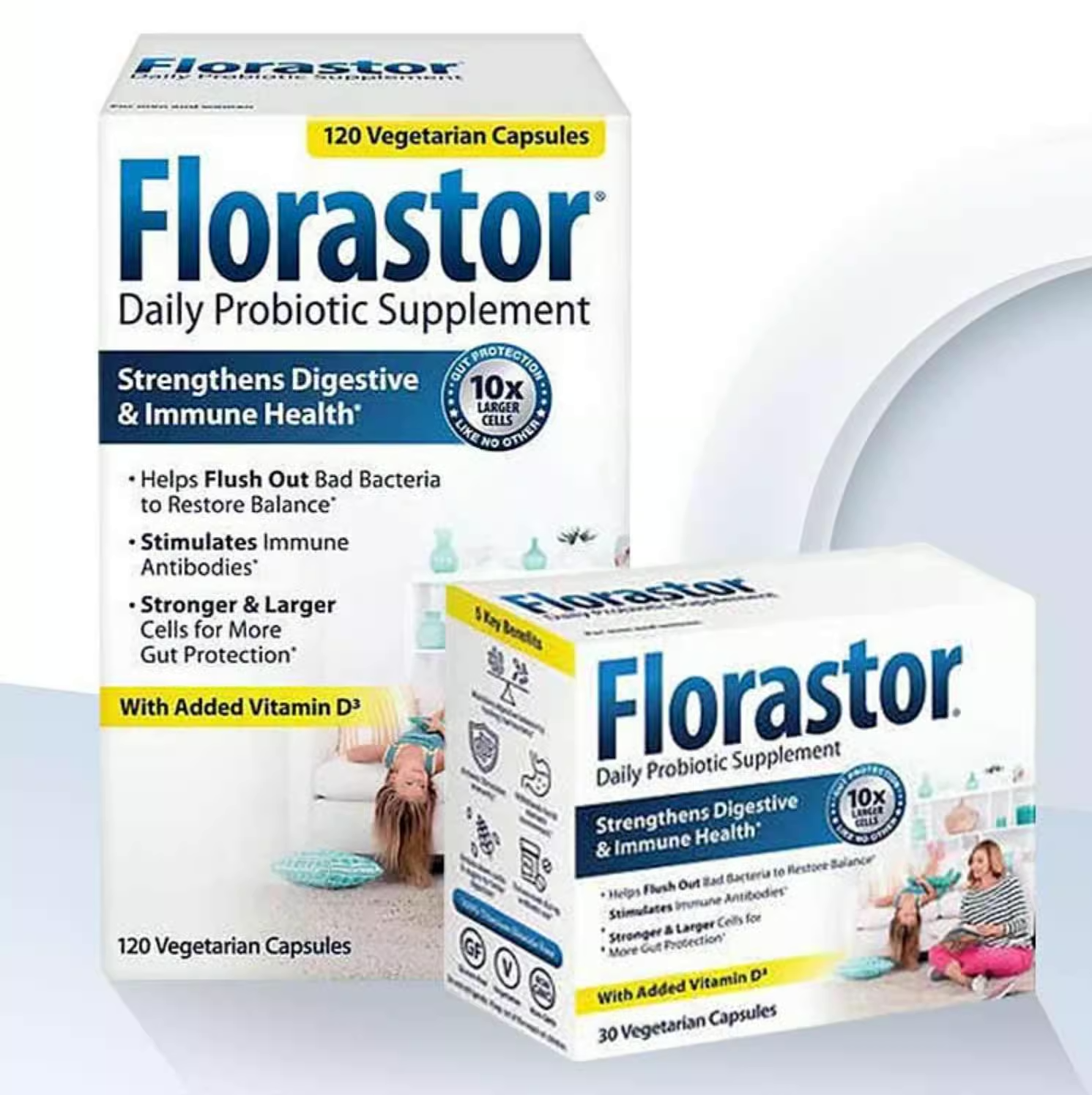 Florastor Vitamin D3 Daily Probiotics Intestinal Probiotics 120 Capsules